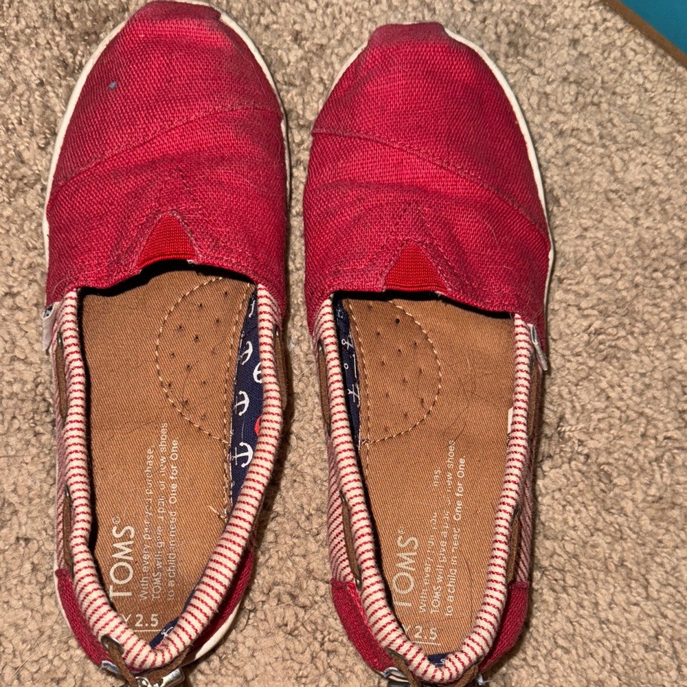 TOMS Vibrant Red Canvas Slip-Ons